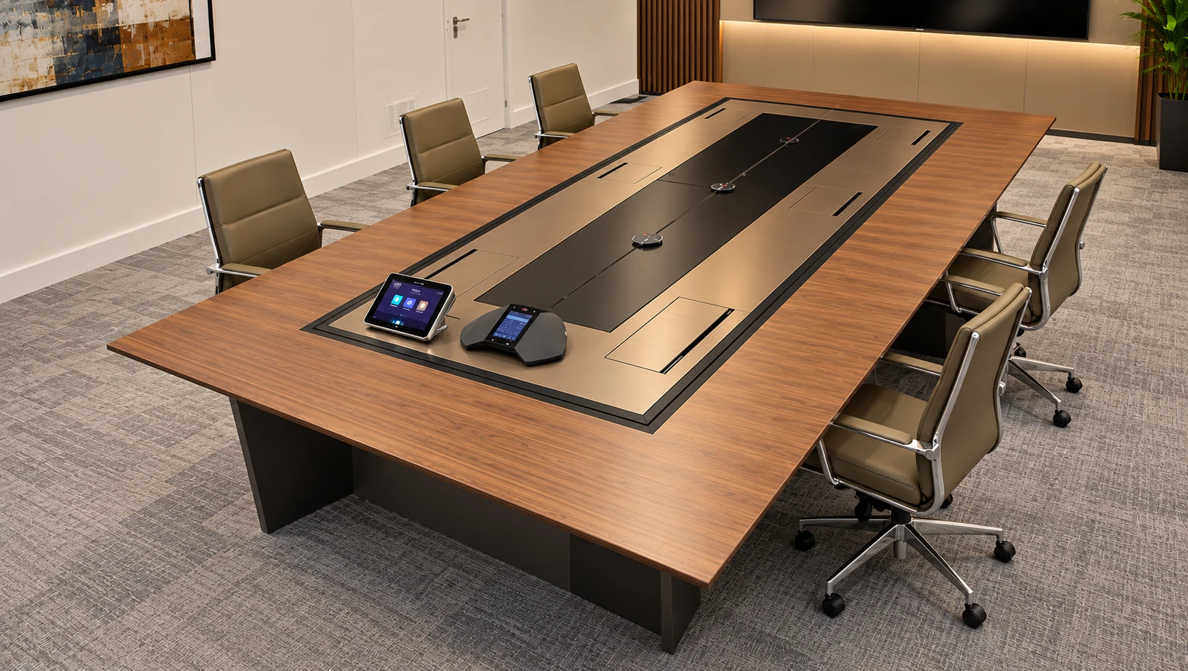 Boardroom table with executive chairs