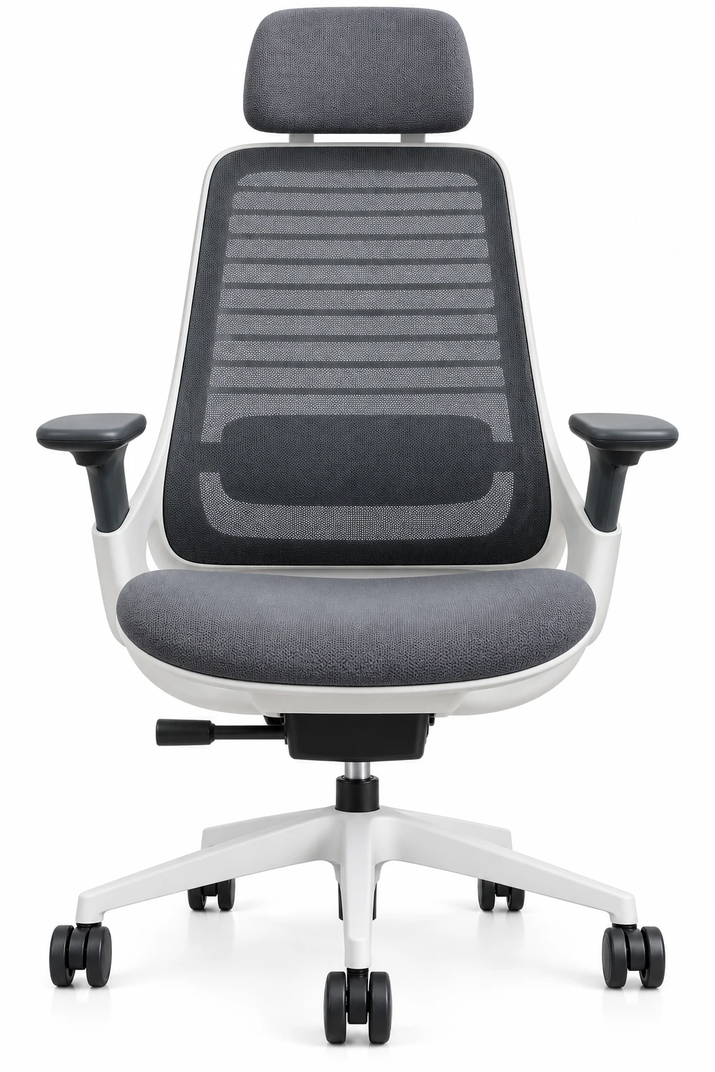 Mesh office chair with headrest and adjustable arms
