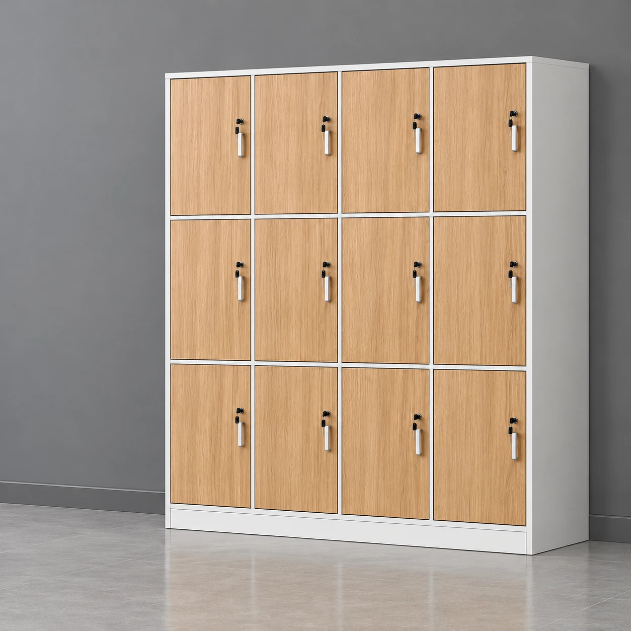 Wood-finish office lockers
