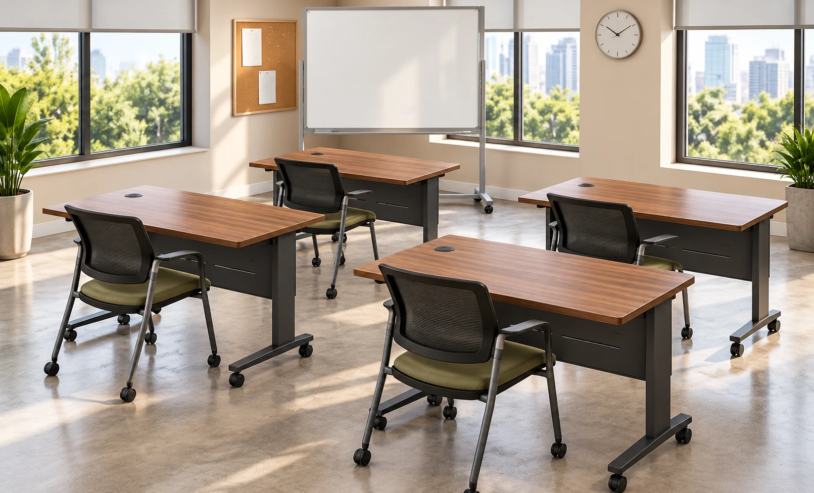 Training room with tables and mobile chairs